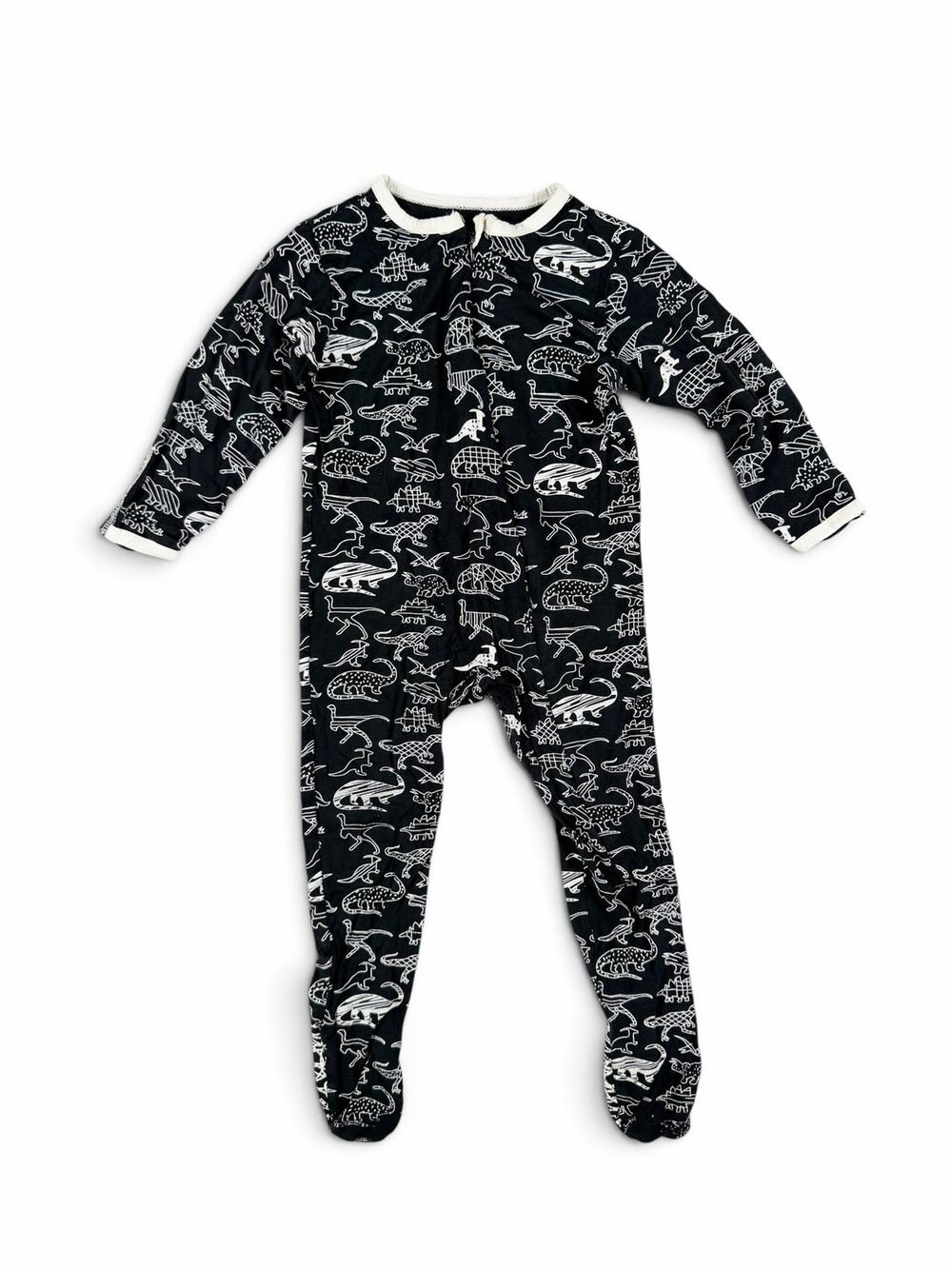 Peregrine Kidswear Dinosaur Bamboo Footed Sleeper Pajamas Black 18-24 Months